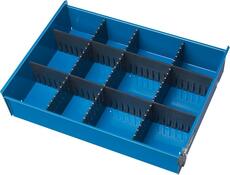 Einteilungsset, Steckleisten (3xTiefe, 2xBreite), Kunststoff, Wagentiefe 520 mm, für Schubladenhöhe 65 mm Einteilungsset, Steckleisten (3xTiefe, 2xBreite), Kunststoff, Wagentiefe 520 mm, für Schubladenhöhe 65 mm