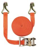 Zweiteiliger Zurrgurt, mit Spitzhaken, 2000 daN zul. Zugkraft in der Umreifung, Gurtbreite 35 mm, Länge 10 m, Farbe orange, 2 Streifen, VE 2 Stück